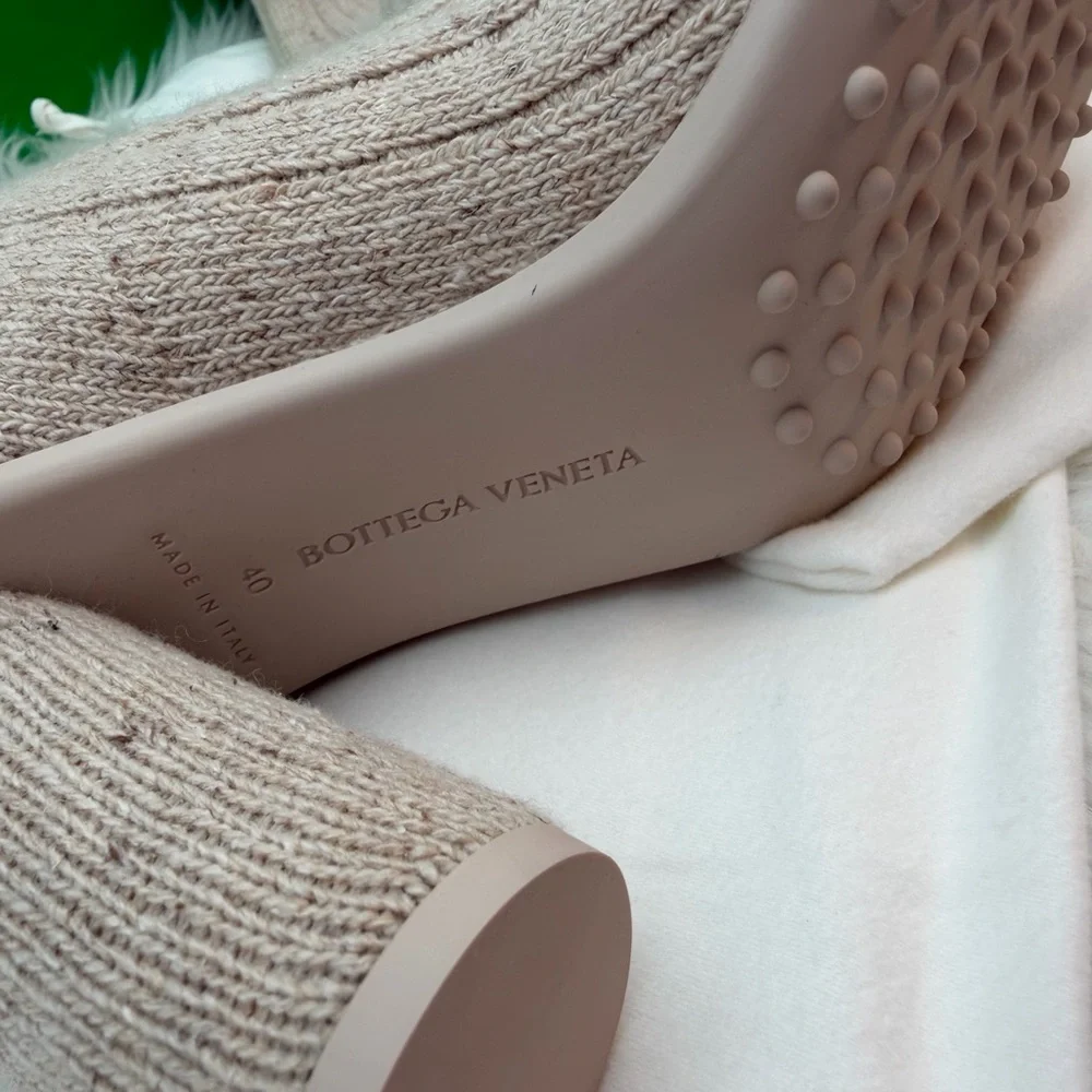 Bottega Veneta Beige Ribbed Knit Sock Boots Size EU 40 / US 10 Women